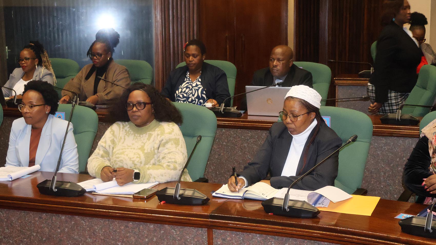 Deputy Registrar of the Supreme Court Siphiwo Nyoni and other officers from the Judiciary during an appearance before the Public Accounts Committee yesterday. (Pic: Ntombi Mhlongo)